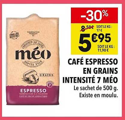 Café Espresso en Grains Intensité 7 Méo