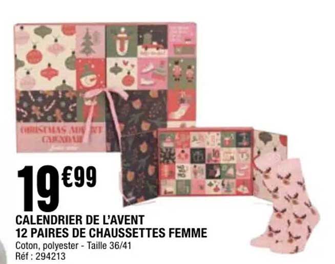 CALENDRIER DE L’AVENT 12 PAIRES DE CHAUSSETTES FEMME