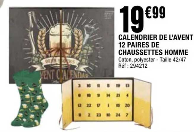 CALENDRIER DE L’AVENT 12 PAIRS DE CHAUSSETTES HOMME