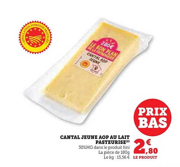 CANTAL JEUNE AOP AU LAIT PASTEURISÉ