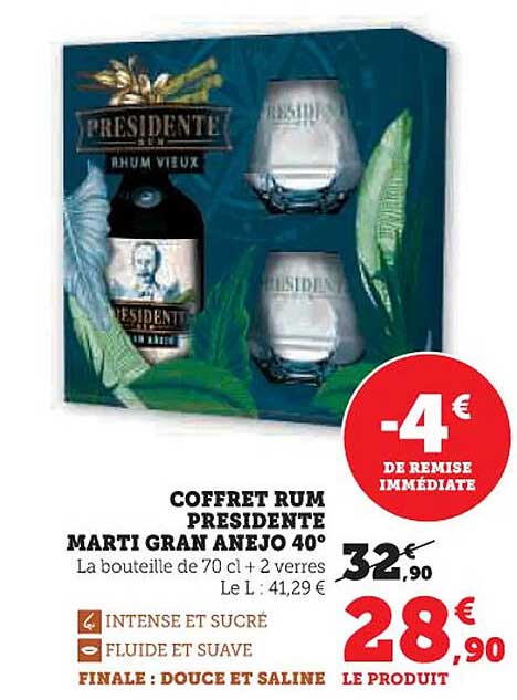 COFFRET RUM PRESIDENTE MARTI GRAN AÑO 40°