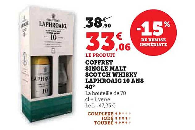 Coffret Single Malt Scotch Whisky Laphroaig 10 ans 40°