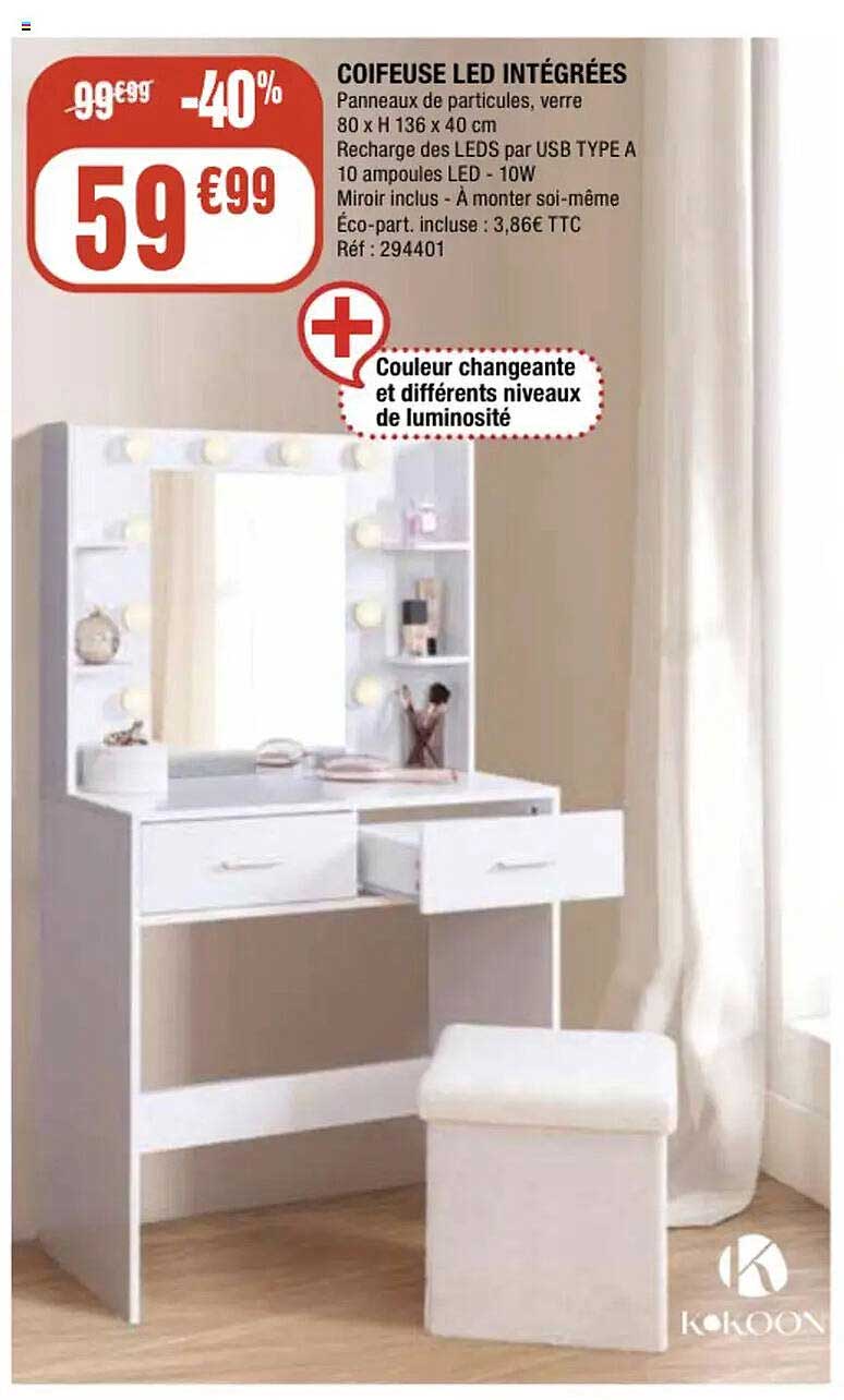 COIFFEUSE LED INTÉGRÉES