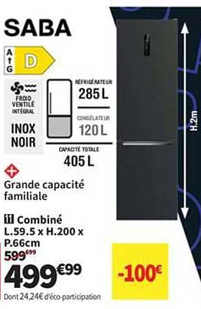 COMBINÉ INOX NOIR - GRANDE CAPACITÉ FAMILIALE