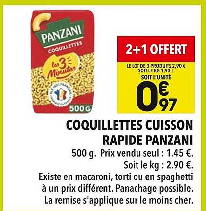 COQUILLETTES CUISSON RAPIDE PANZANI