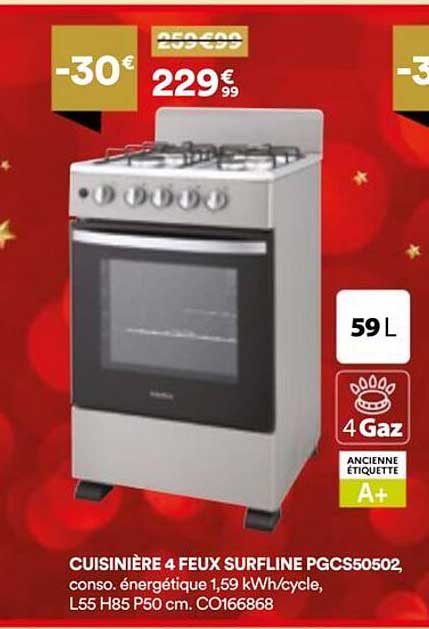 CUISINIÈRE 4 FEUX SURFLINE PGCS50502