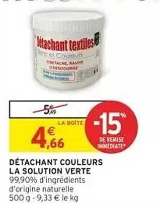 DÉTACHANT COULEURS LA SOLUTION VERTE