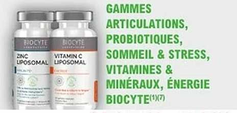 Gammes Articulations, Probiotiques, Sommeil & Stress, Vitamins & Minéraux, Énergie Biocyte