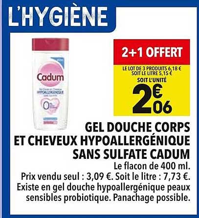 GEL DOUCHE CORPS ET CHEVEUX HYPOALLERGÉNIQUE SANS SULFATE CADUM
