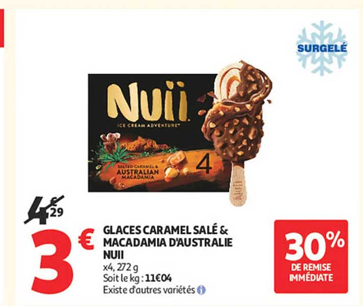 GLACES CARAMEL SALÉ & MACADAMIA D'AUSTRALIE NUII