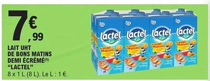 LAIT UHT DE BONS MATINS DEMI ÉCRÉMÉ "LACTEL"