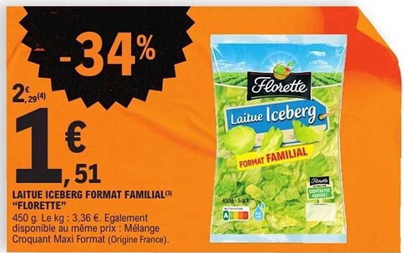 LAITUE ICEBERG FORMAT FAMILIAL "FLORETTE"