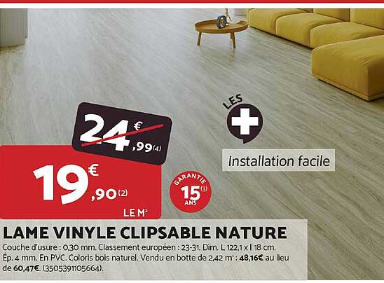 LAME VINYLE CLIPSABLE NATURE