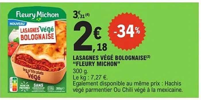 LASAGNES VÉGÉ BOLOGNAISE "FLEURY MICHON"