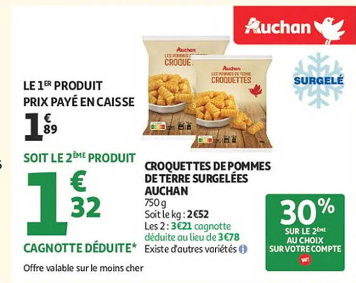 LE 1ER PRODUIT PRIX PAYÉ EN CAISSE 1€89 SOIT LE 2ÈME PRODUIT 1€32 CAGNOTTE DÉDUITE*