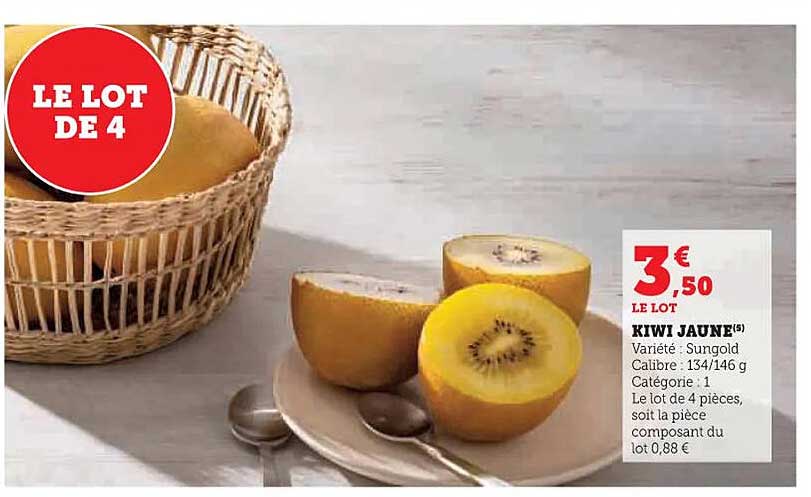 LE LOT DE 4 KIWI JAUNE