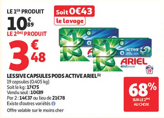 LESSIVE CAPSULES PODS ACTIVE ARIEL