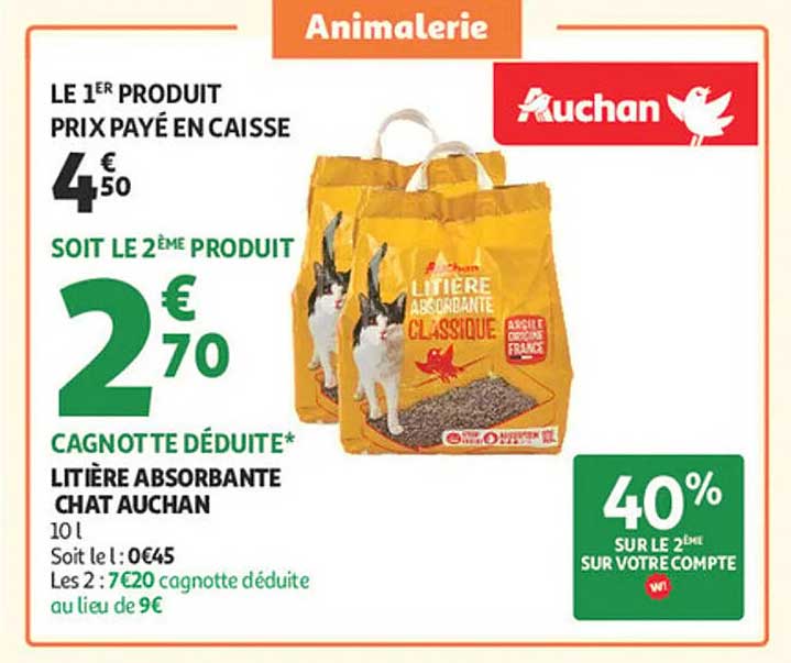 Litière Absorbante Chat Auchan