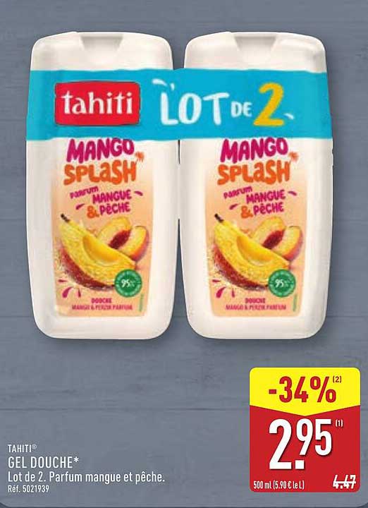 LOT DE 2 - GEL DOUCHE PARFUM MANGUE ET PÊCHE
