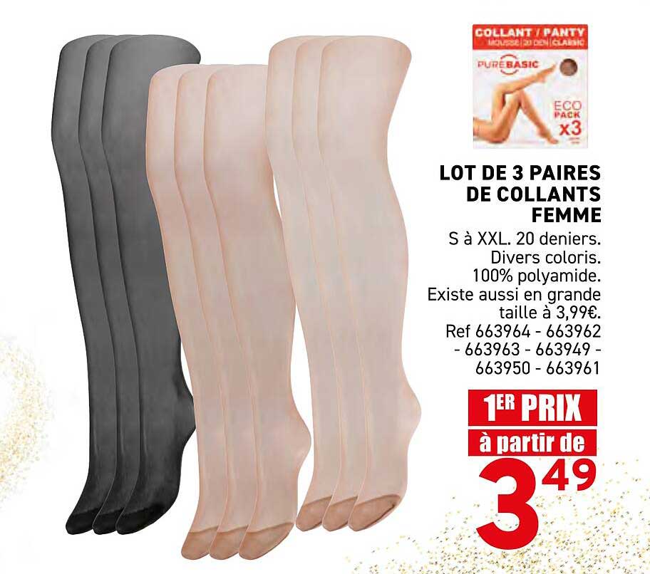 LOT DE 3 PAIRS DE COLLANTS FEMME