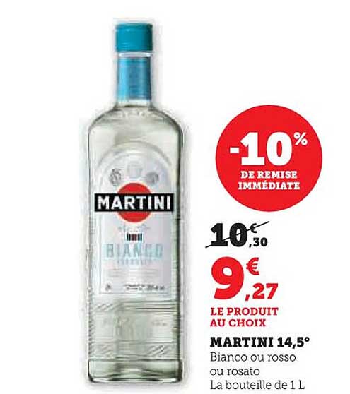 Martini Bianco ou rosso ou rosato - La bouteille de 1 L
