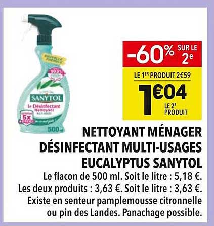 NETTOYANT MÉNAGER DÉSINFECTANT MULTI-USAGES EUCALYPTUS SANYTOL