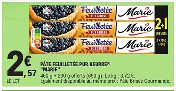 PÂTE FEUILLETÉE PUR BEURRE "MARIE"