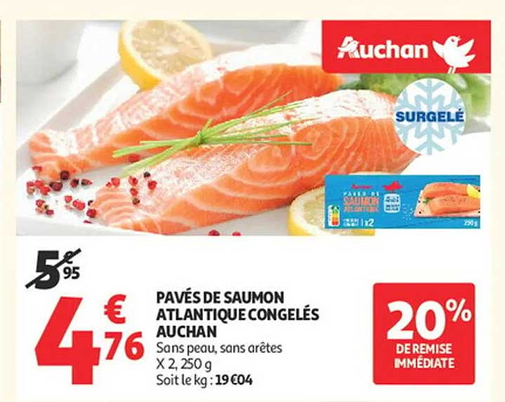 PAVÉS DE SAUMON ATLANTIQUE CONGELÉS AUCHAN