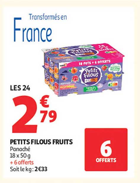PETITS FILOUS FRUITS Panaché 18 x 50 g + 6 offerts