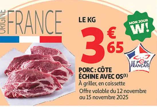 PORC : CÔTE ÉCHINE AVEC OS