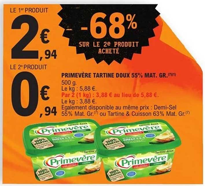 PRIMEVÈRE TARTINE DOUX 55% MAT. GR.