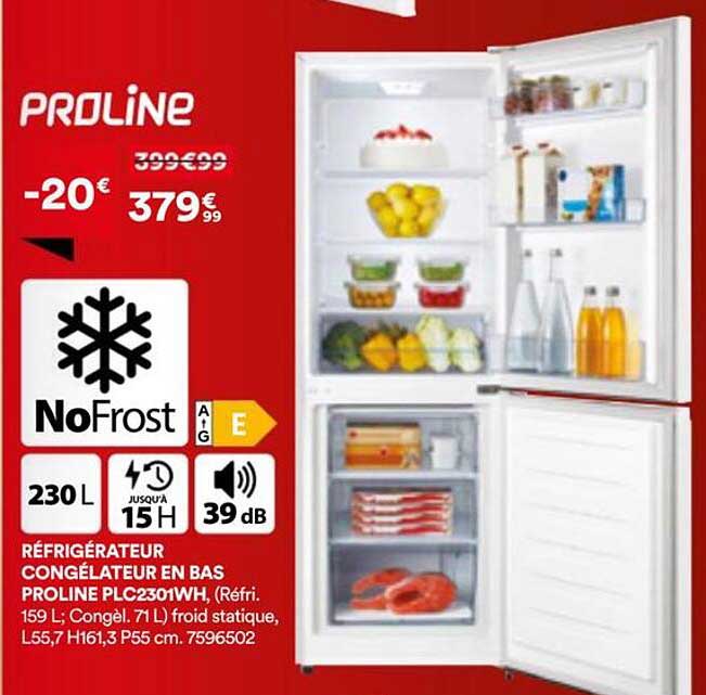Réfrigérateur Congélateur en Bas PROLINE PLC2301WH