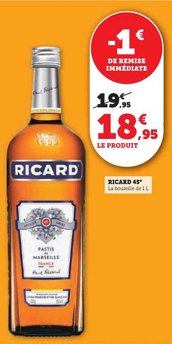 RICARD 45° La bouteille de 1 L