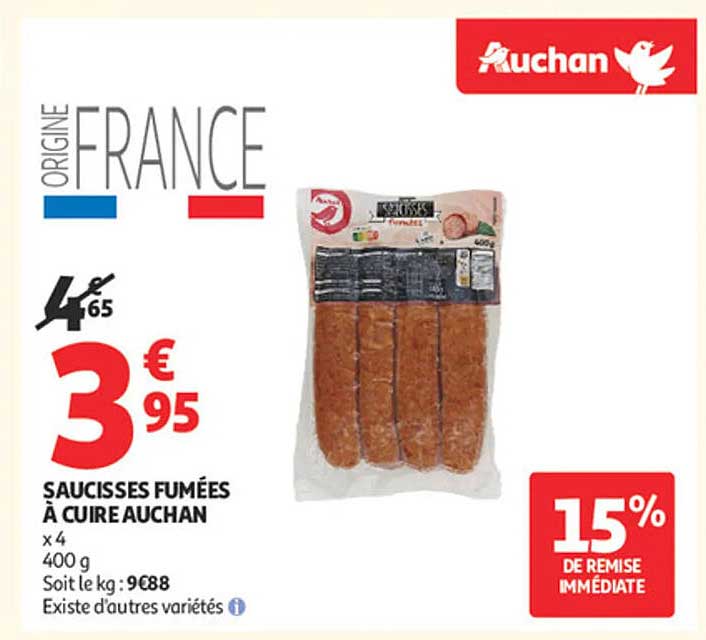 SAUCISSES FUMÉES À CUIRE AUCHAN