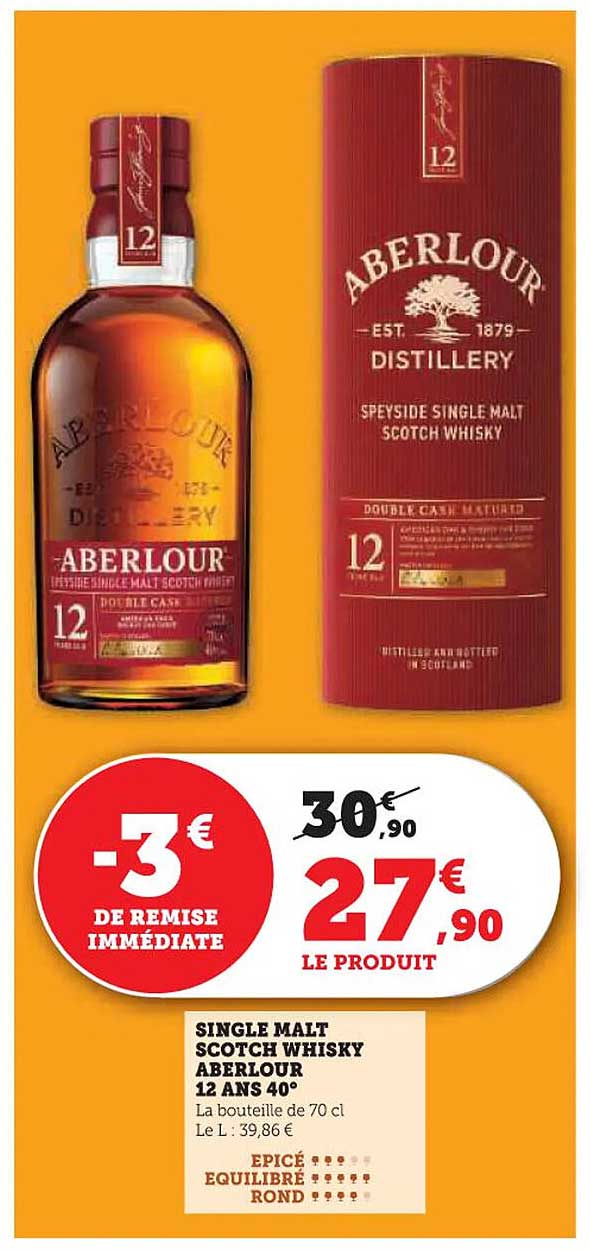 SINGLE MALT SCOTCH WHISKY ABERLOUR 12 ANS 40°