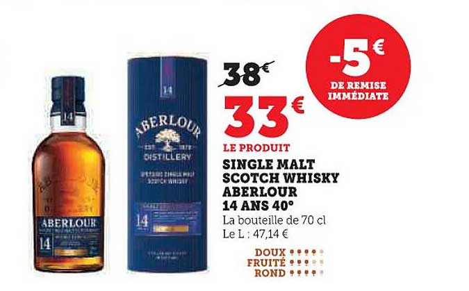SINGLE MALT SCOTCH WHISKY ABERLOUR 14 ANS 40°