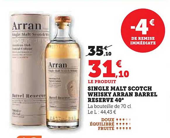 SINGLE MALT SCOTCH WHISKY ARRAN BARREL RESERVE 40°