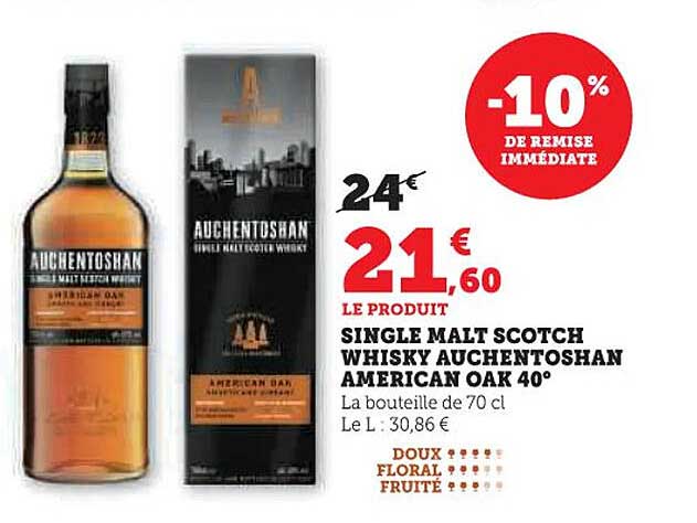 SINGLE MALT SCOTCH WHISKY AUCHENTOSHAN AMERICAN OAK 40°