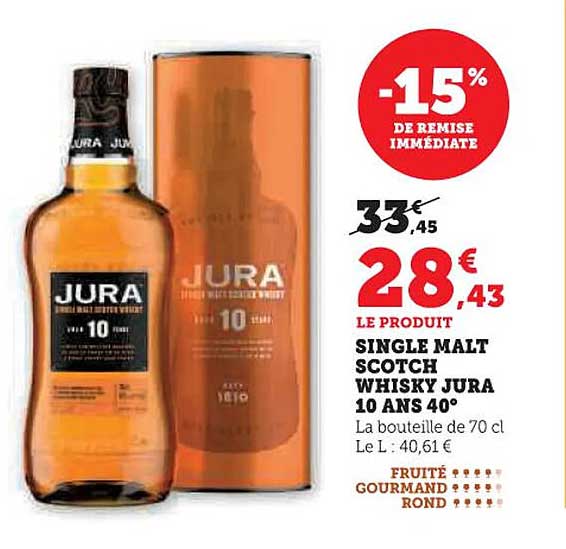 SINGLE MALT SCOTCH WHISKY JURA 10 ANS 40°