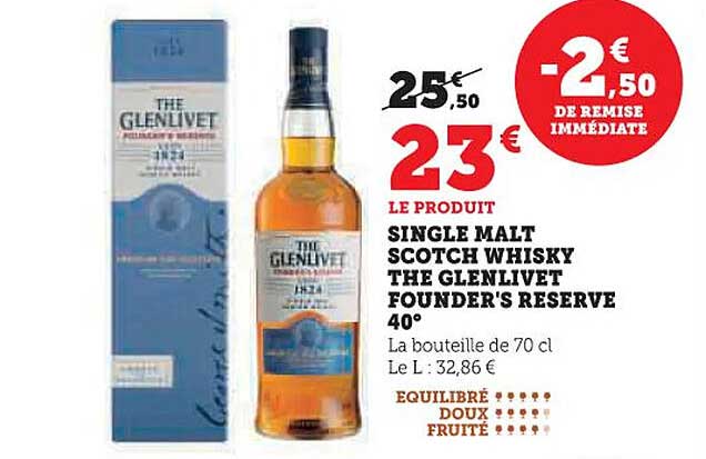 SINGLE MALT SCOTCH WHISKY THE GLENLIVET FOUNDER'S RESERVE 40°