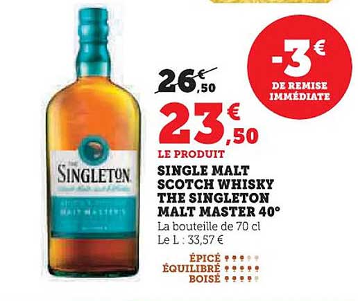 SINGLE MALT SCOTCH WHISKY THE SINGLETON MALT MASTER 40°