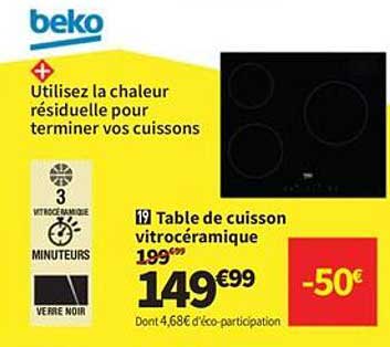 Table de cuisson vitrocéramique