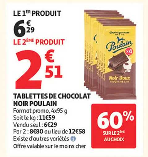 TABLETTES DE CHOCOLAT NOIR POULAIN