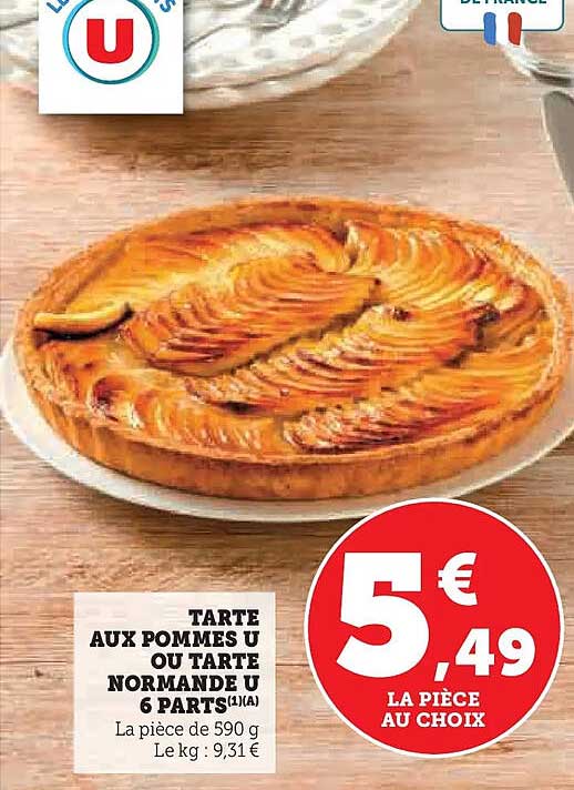 Tarte aux pommes U ou tarte normande U 6 parts