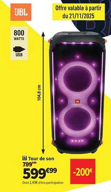 Tour de son JBL - Offre valable à partir du 21/11/2025