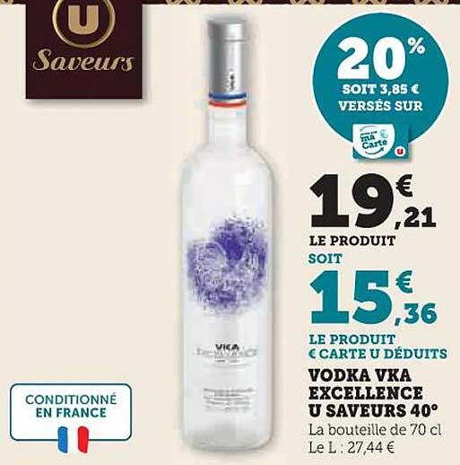 VODKA VKA EXCELLENCE U SAVEURS 40°