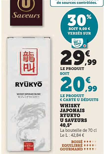 WHISKY JAPONAIS RYUKYŌ U SAVEURS 40,5°