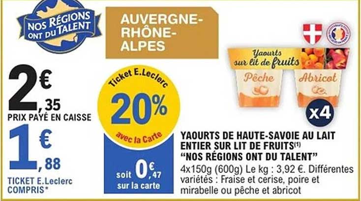 YAOURTS DE HAUTE-SAVOIE AU LAIT ENTIER SUR LIT DE FRUITS