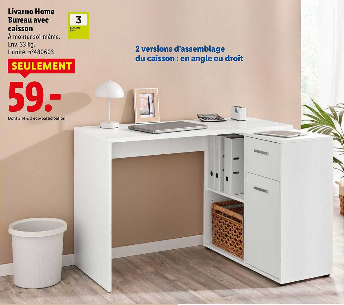 Livorno Home Bureau avec caisson