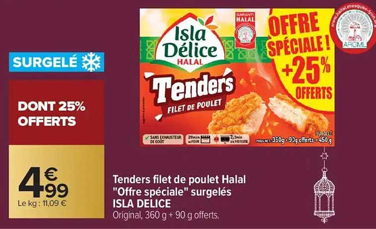 Tenders filet de poulet Halal "Offre spéciale" surgelés ISLA DELICE